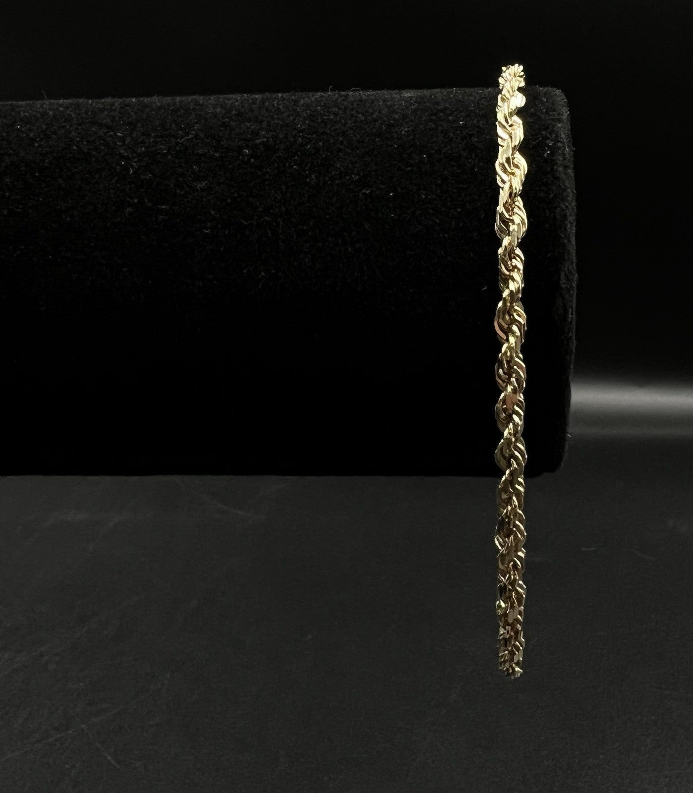 8.5” 14K Solid Yellow Gold Diamond Cut Rope Bracelet | 9.2g | 3.7MM | Lobster |