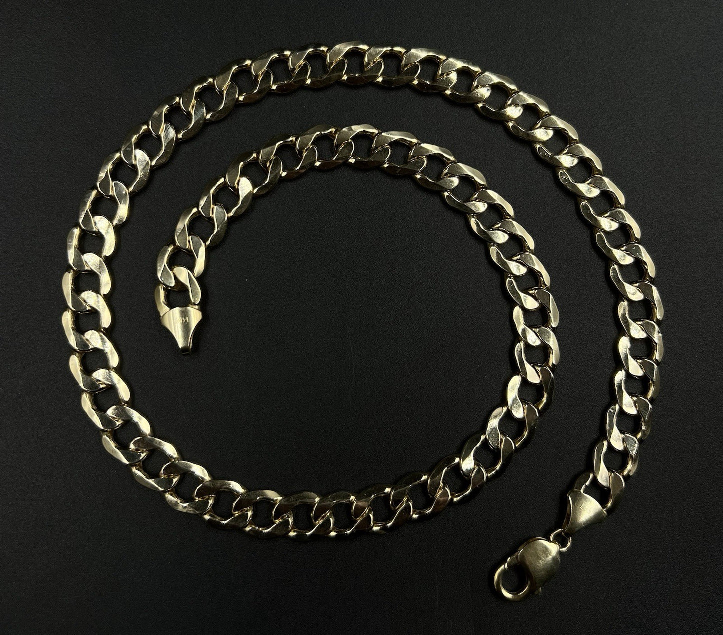 22” 14K Hollow Yellow Gold Diamond Cut Cuban Chain | 43.3g | 11MM | Lobster |