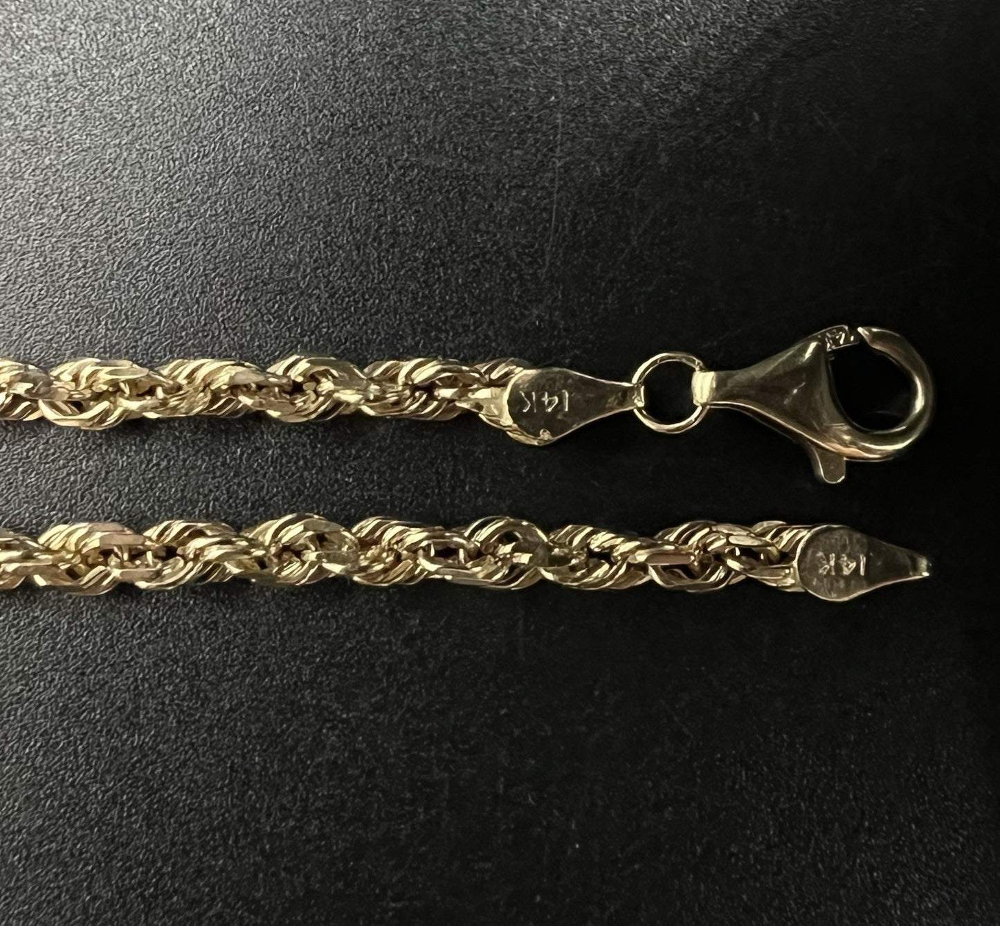 8.5” 14K Solid Yellow Gold Diamond Cut Rope Bracelet | 9.2g | 3.7MM | Lobster |