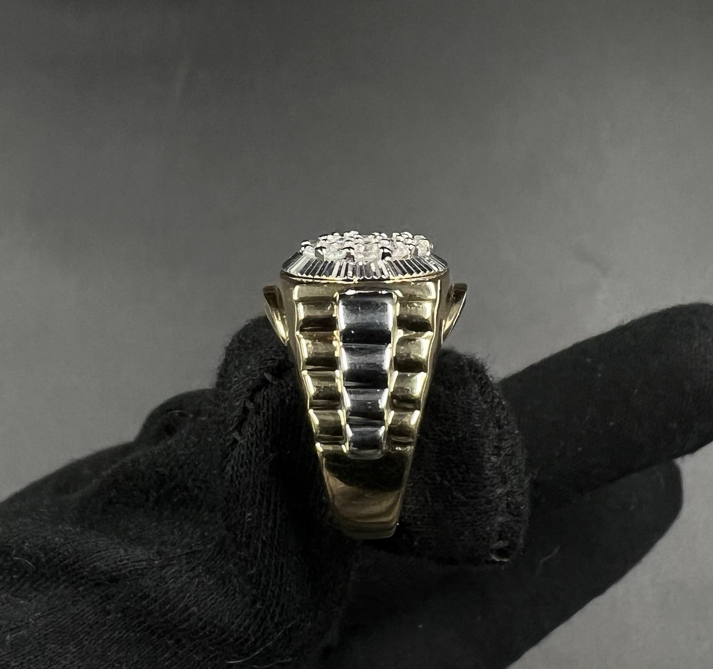 10K Solid Two-Tone Gold Natural Diamond Cluster Rolex Ring ~1ct 10.04g | Size 10