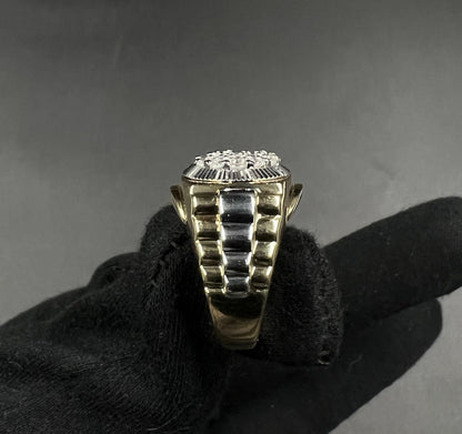 10K Solid Two-Tone Gold Natural Diamond Cluster Rolex Ring ~1ct 10.04g | Size 10