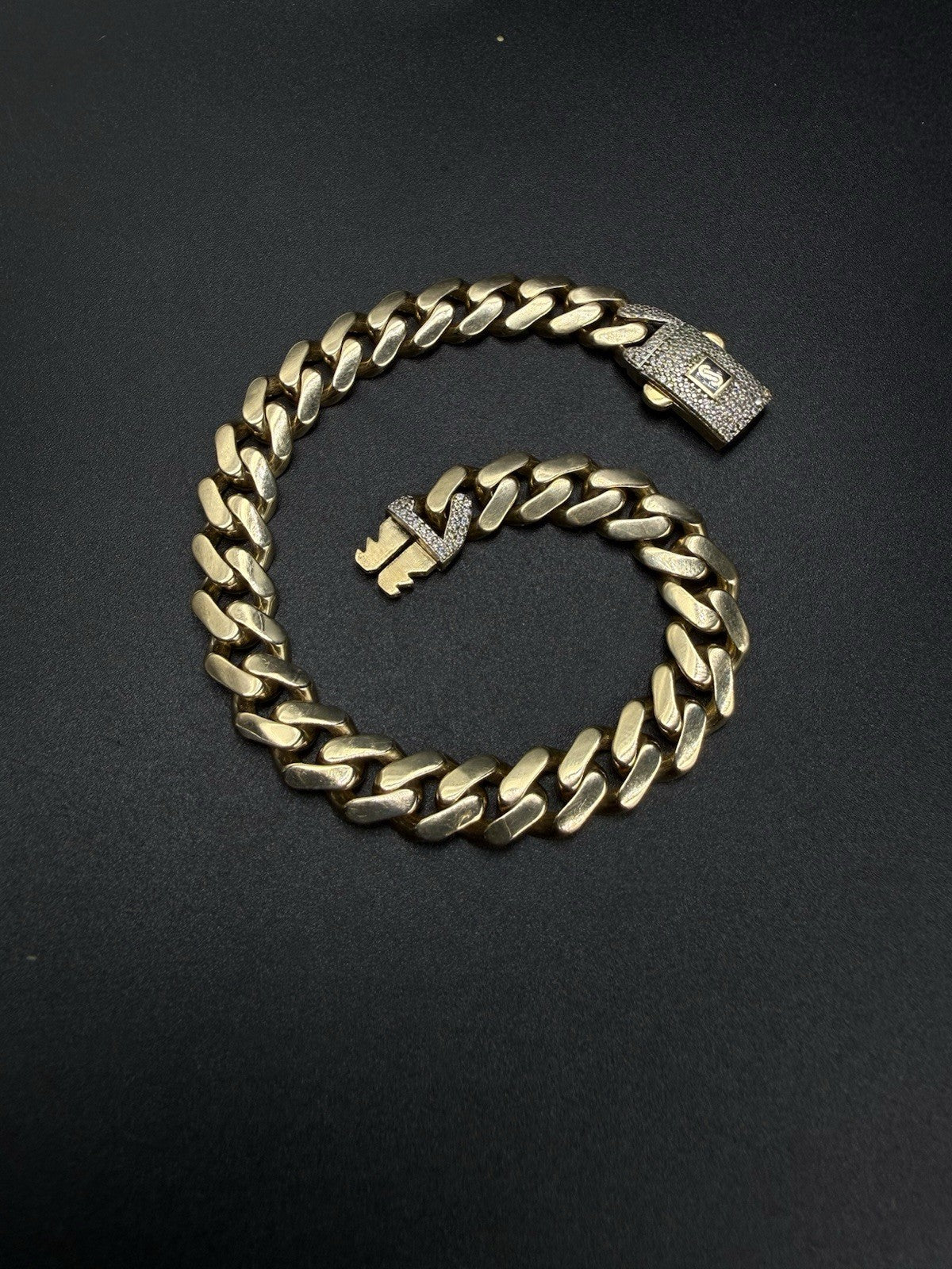 8.25” 14k Hollow Yellow Gold Monaco CZ Clasp