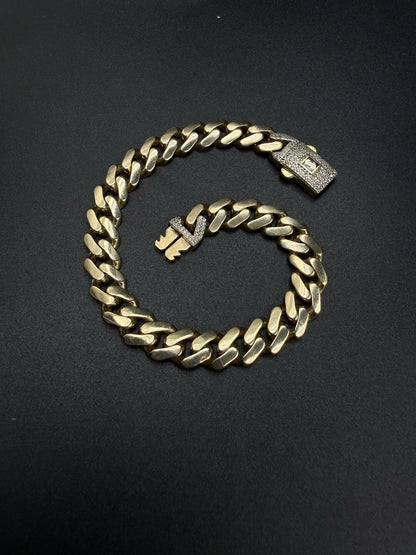 8.25” 14k Hollow Yellow Gold Monaco CZ Clasp