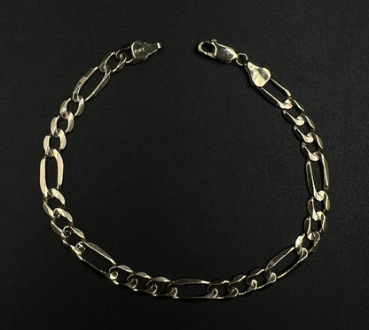 8” 10K Semi-Solid Yellow Gold Diamond Cut Figaro Bracelet 6.91g | 6mm Lobster |