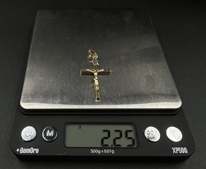 .81” x 1.42” 14K Hollow Yellow Gold Crucifix Pendant | 2.25g | 5MM Bail | Italy