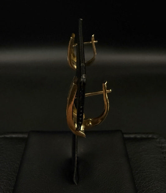14k Solid Yellow Gold Diamond Cut Greek Key Earrings || 1.76g || 9.8mm Wide ||