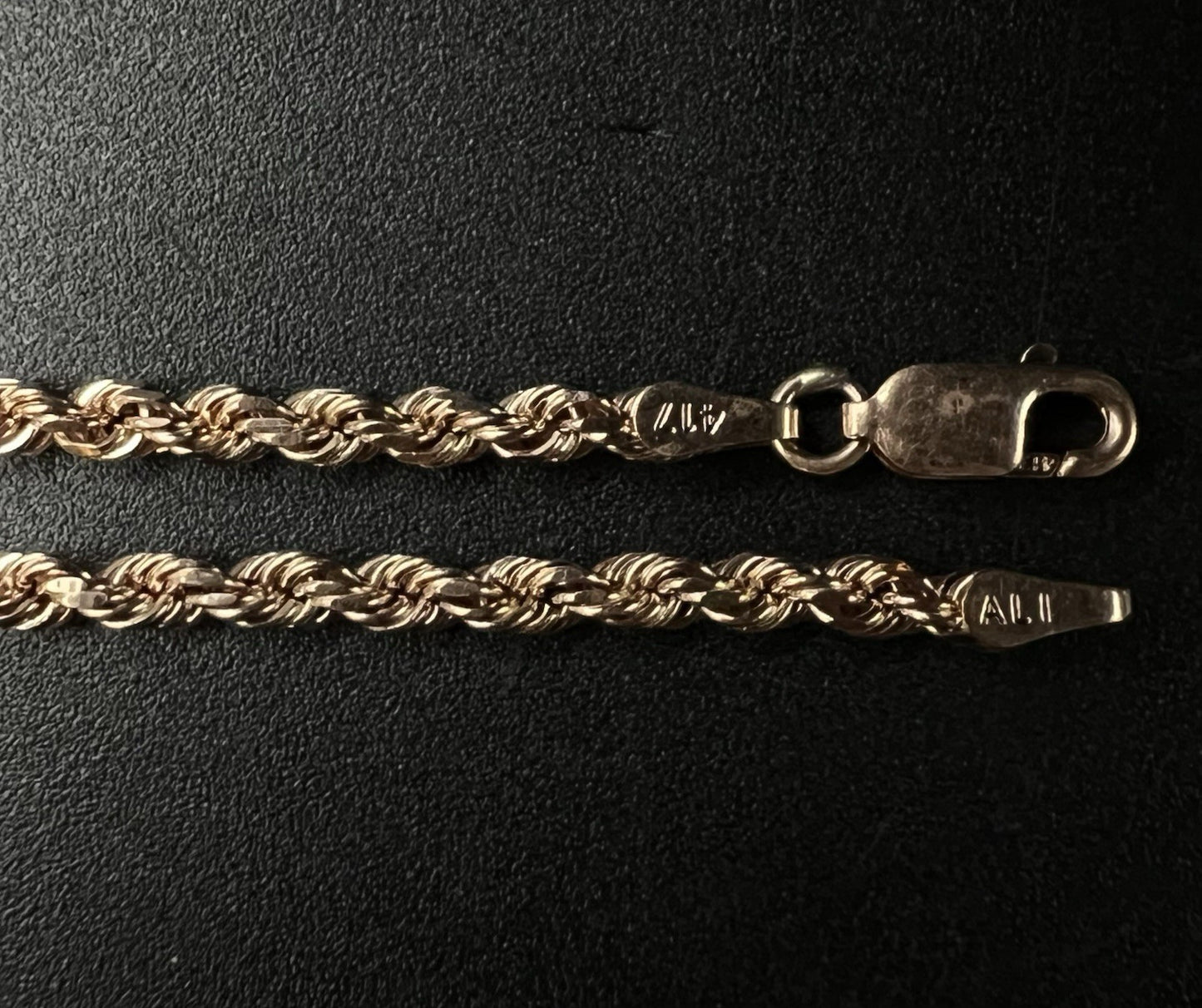 22” 10K Semi-Solid Rose Gold Diamond Cut Rope Chain | 13.66g | 2.8MM | Lobster |