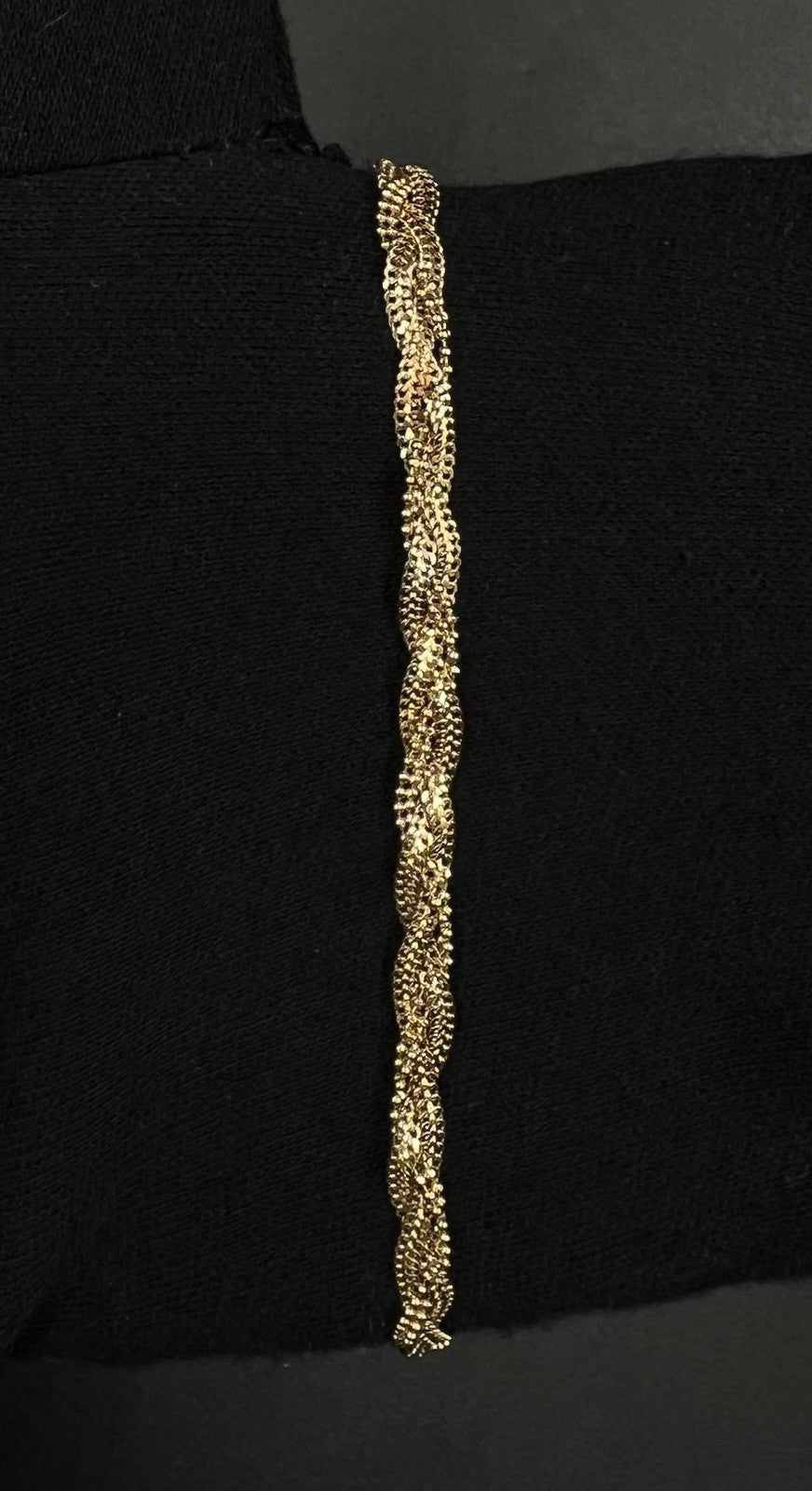 7.25” 14K Hollow Yellow Gold Diamond Cut Braided Curb + Bead Bracelet 4.31g 5MM