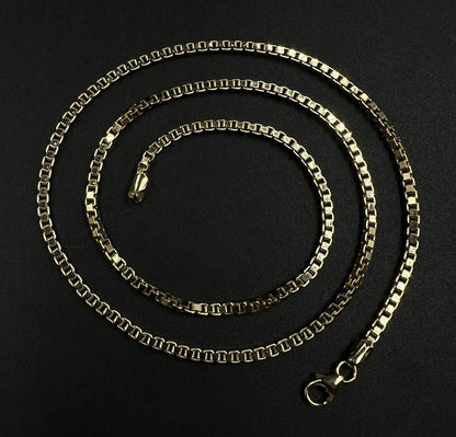 18” 14K Semi-Solid Yellow Gold Box Chain | 6.62g | 2.4mm | Italy | Lobster |