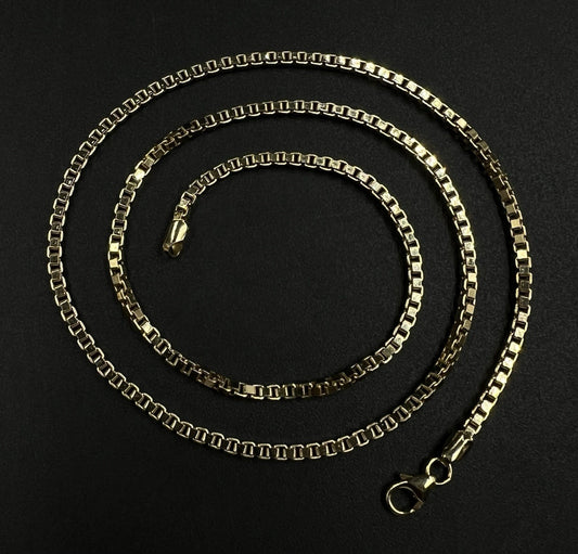 18” 14K Semi-Solid Yellow Gold Box Chain | 6.62g | 2.4mm | Italy | Lobster |