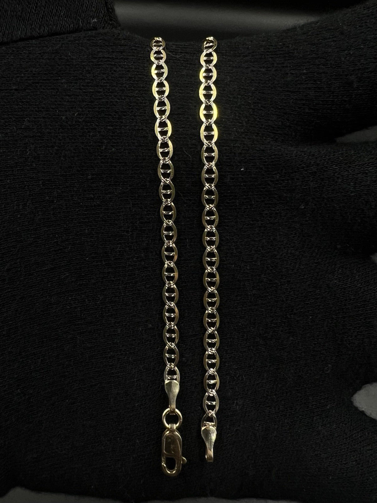 10.75” 14K Hollow Yellow Gold Diamond Cut Anchor/Mariner Anklet | 2.75g | 3.1MM
