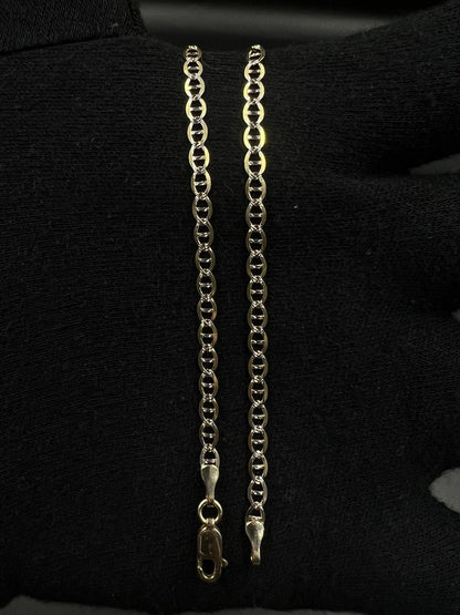 10.75” 14K Hollow Yellow Gold Diamond Cut Anchor/Mariner Anklet | 2.75g | 3.1MM