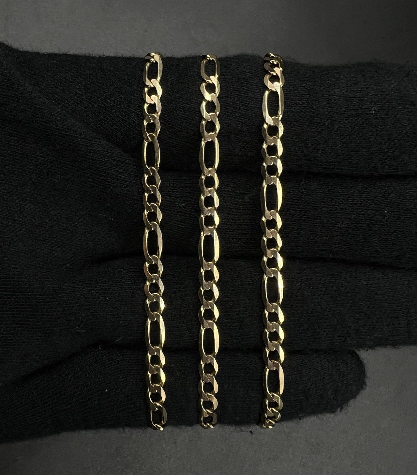 19” 14K Solid Yellow Gold Diamond Cut Figaro Chain 9.15g | 3.9mm | Italy Lobster
