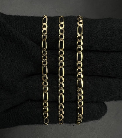 19” 14K Solid Yellow Gold Diamond Cut Figaro Chain 9.15g | 3.9mm | Italy Lobster