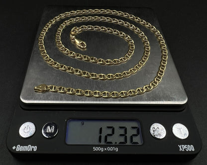 24.5” 18K Hollow Yellow Gold Anchor/Mariner Chain | 12.3g | 4.2mm | Lobster |
