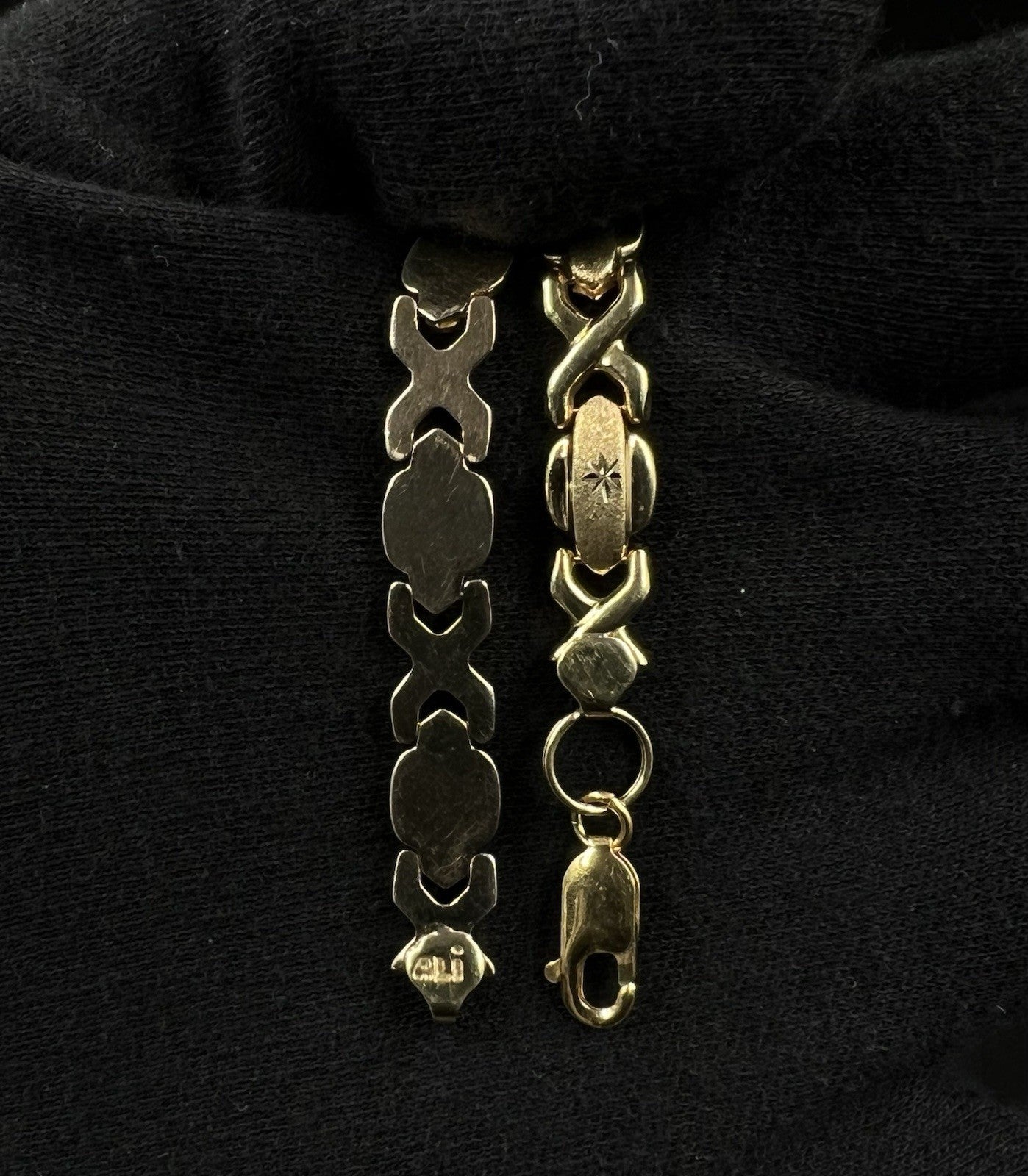 7.25” 10K Hollow Yellow Gold XO Bracelet | 7.49g | 7.2MM | Lobster Clasp |