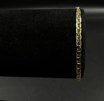 7” 10K Semi-Solid Yellow Gold Diamond Cut Anchor/Mariner Bracelet 3.21g | 3.2mm