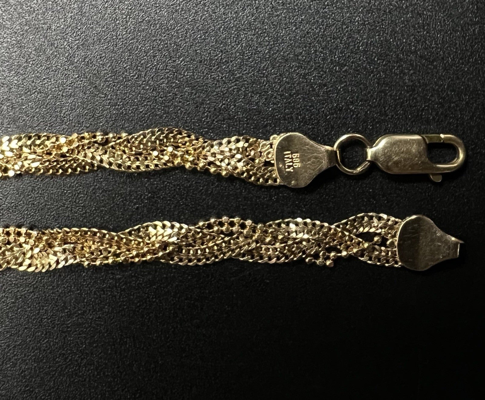 7.25” 14K Hollow Yellow Gold Diamond Cut Braided Curb + Bead Bracelet 4.31g 5MM