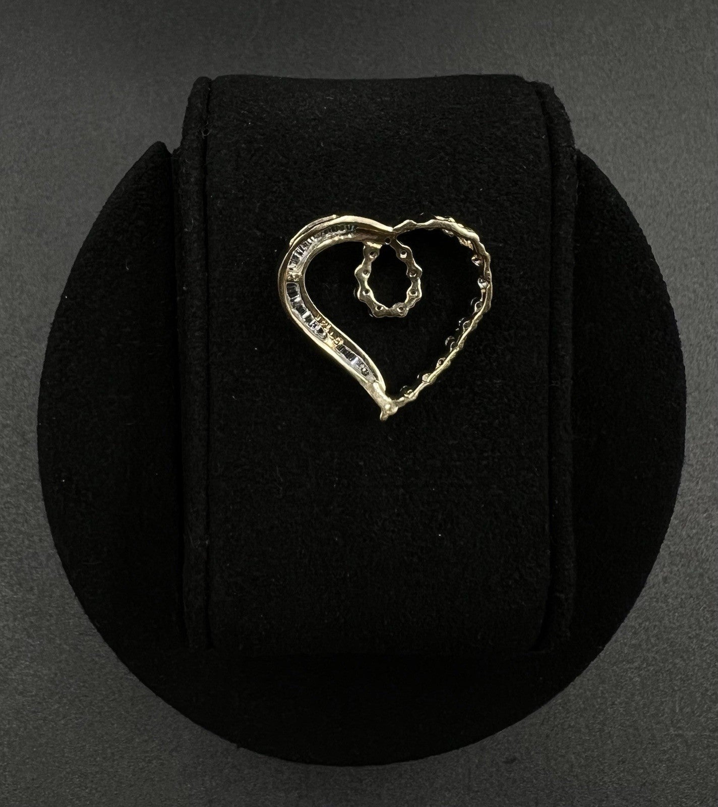10K Semi-Solid Yellow Gold Natural Diamond Heart Pendant | 3.57g | Fits 1.6MM |