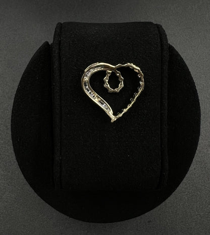 10K Semi-Solid Yellow Gold Natural Diamond Heart Pendant | 3.57g | Fits 1.6MM |