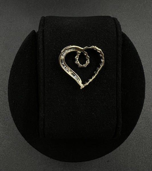10K Semi-Solid Yellow Gold Natural Diamond Heart Pendant | 3.57g | Fits 1.6MM |