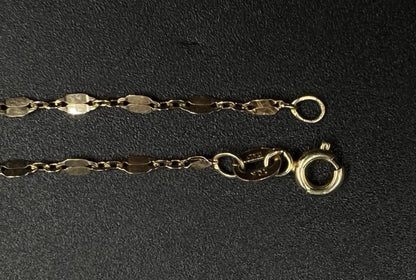 9.75” 10K Hollow Yellow Gold Fancy Link Anklet | .89g | 1.9MM | Italy | Lobster