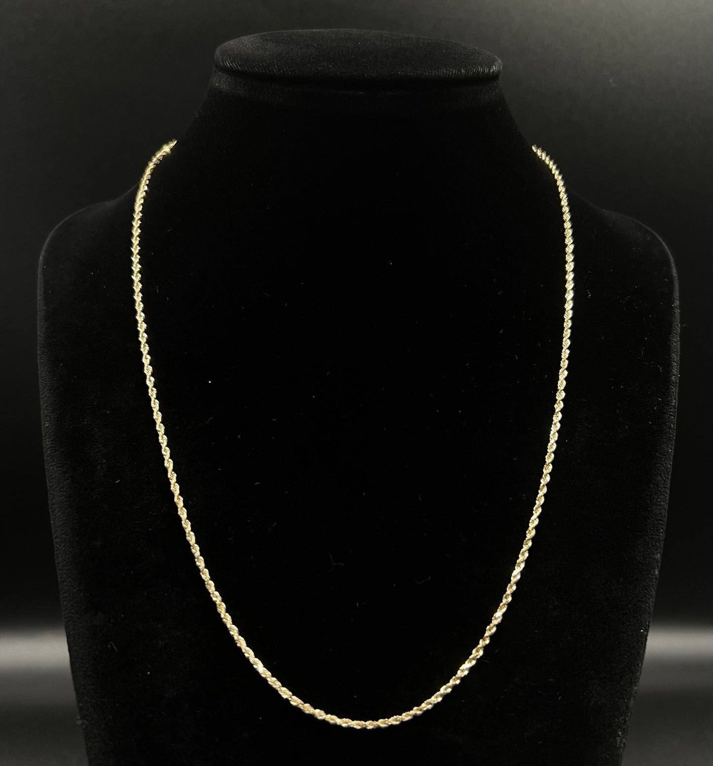 18” 14K Semi-Solid Yellow Gold Diamond Cut Rope Chain | 4.21g | 1.7MM | Lobster