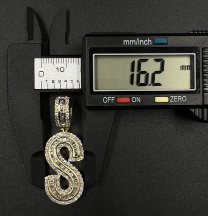 .64” x 1.75” 10K Semi-Solid Yellow Gold Natural Diamond S Pendant | ~2ct | 7.5g