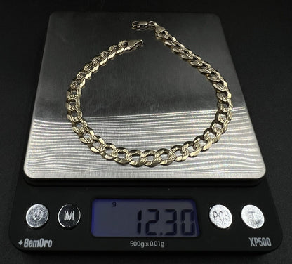 9” 14K Yellow Gold Diamond Cut Cuban Bracelet | 12.3g | 7MM | Italy | Lobster