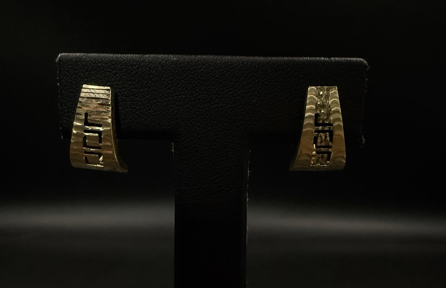 14k Solid Yellow Gold Diamond Cut Greek Key Earrings || 1.76g || 9.8mm Wide ||