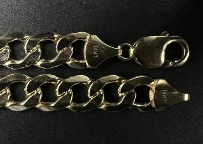 22” 14K Hollow Yellow Gold Diamond Cut Cuban Chain | 43.3g | 11MM | Lobster |