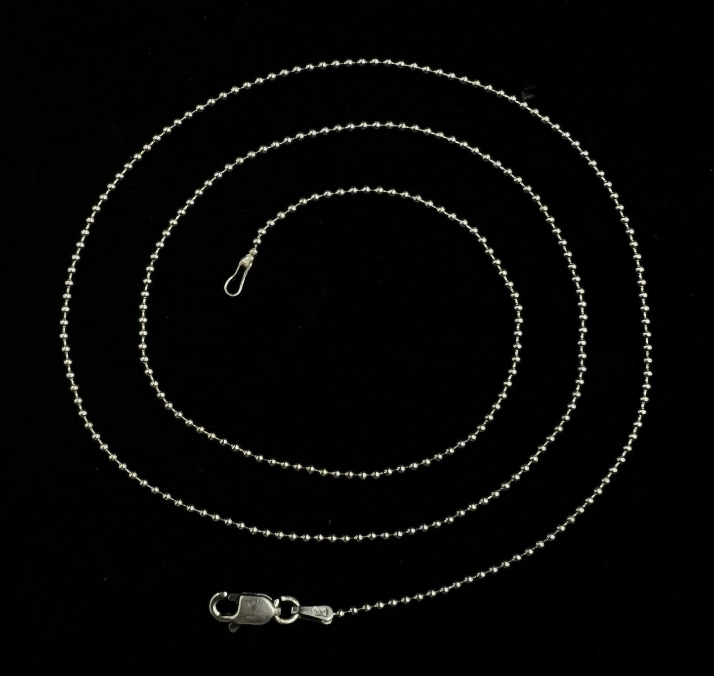 18” 14K Semi-Solid White Gold Ball Chain | 2.61g | 1.2MM | Italy | Lobster |