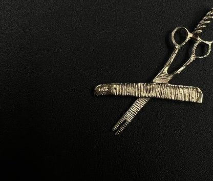 .94” x 1.68” 14K Solid Yellow Gold Barber Pendant  2.51g | 3.5 x 5mm Bail |