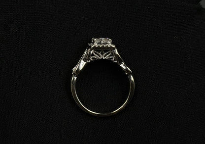 14K Solid White Gold Square Halo Natural Diamond Ring | Size 8 | ~1 ct | 5.76g |