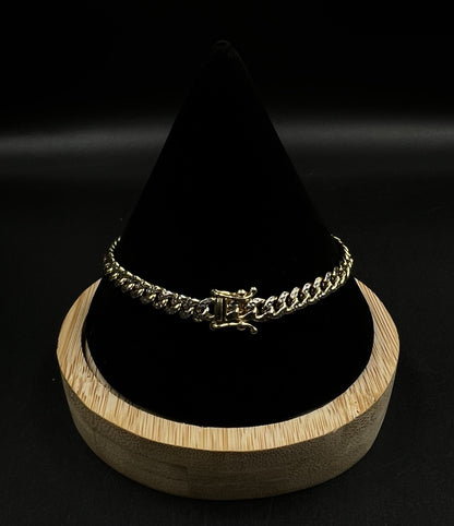8” 10K Hollow Yellow Gold Diamond Cut Miami Cuban Bracelet | 9.4g | 5.4MM | Box