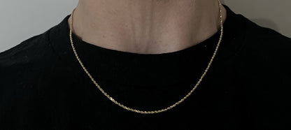 18” 14K Semi-Solid Yellow Gold Diamond Cut Rope Chain | 4.21g | 1.7MM | Lobster