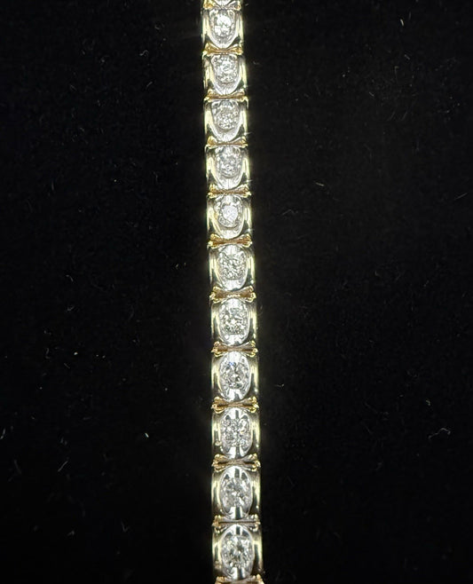 14K Yellow Gold Natural Diamond Tennis Bracelet 7.5” 3.2mm 1ct 9.75g 50 Stones