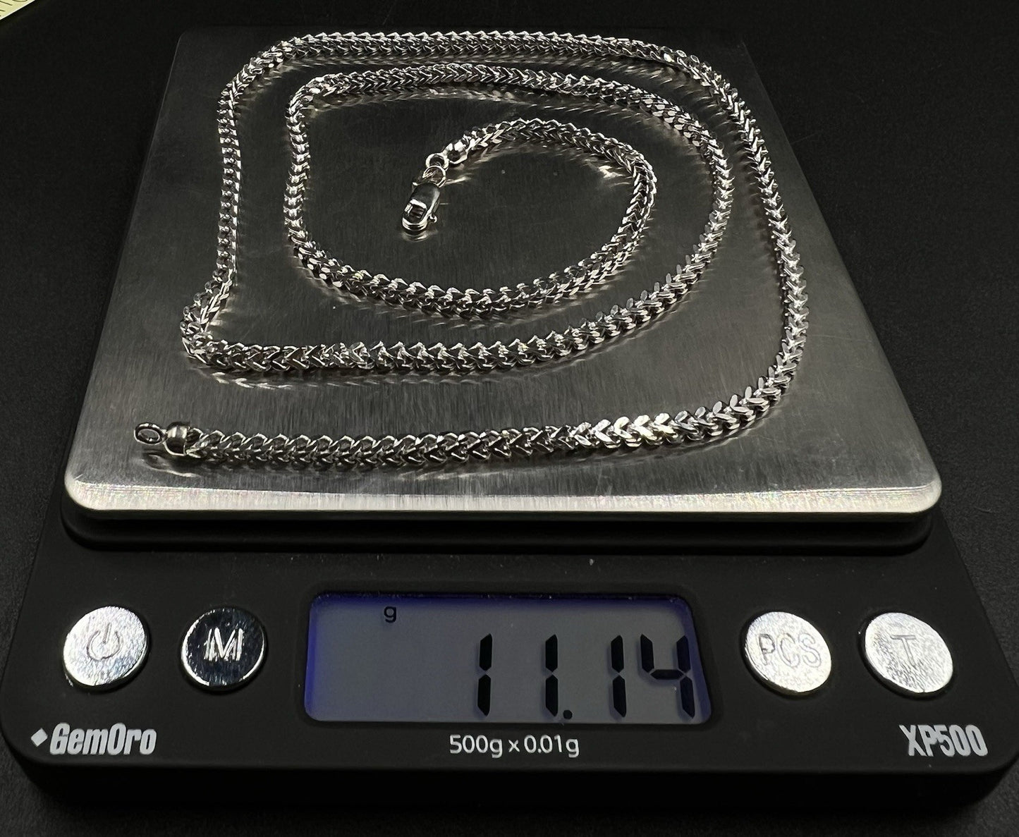 25” 10K Hollow White Gold Diamond Cut Franco Box Chain | 11.14g | 2.6MM | ALI |