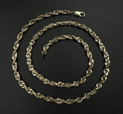 22.75” 10K Solid Yellow Gold Diamond Cut Rope Chain | 36.07g | 5.4MM | Lobster |