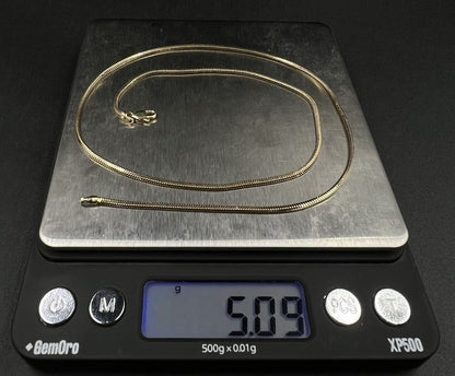 18” 14K Solid Yellow Gold Snake Chain | 5.09g | 1.7mm | Lobster Clasp |