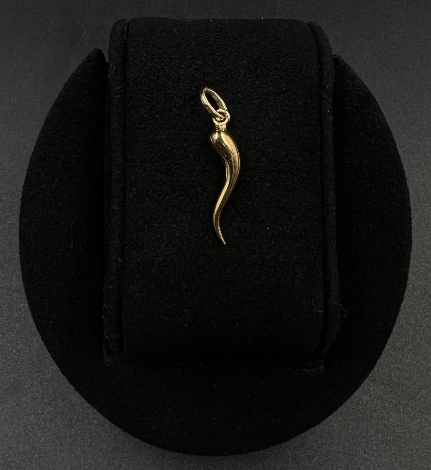 .23” x 1.18” 14K Hollow Yellow Gold Italian Horn Pendant 1.06g | 3 x 5mm Bail |