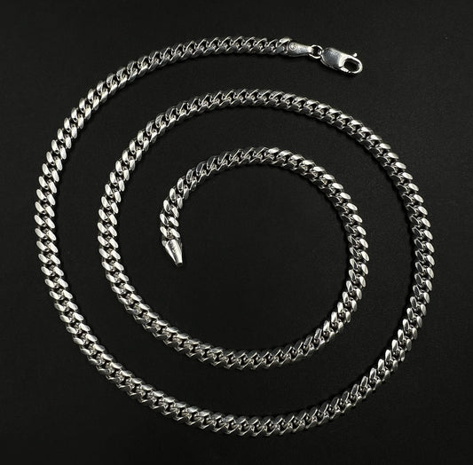 24” 925 Solid Sterling Silver Diamond Cut Miami Cuban Chain 42.23g | 5.4MM Italy