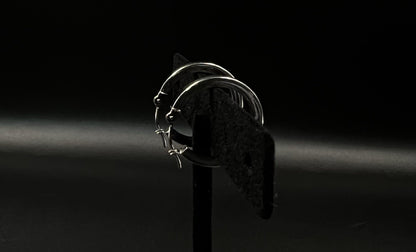 14K Hollow White Gold Hoop Earrings | 1.12g | .08” x .72” | JCM |