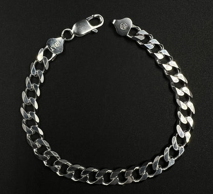 8” 925 Solid Sterling Silver Diamond Cut Cuban Bracelet 18.25g | 7.5MM | Lobster