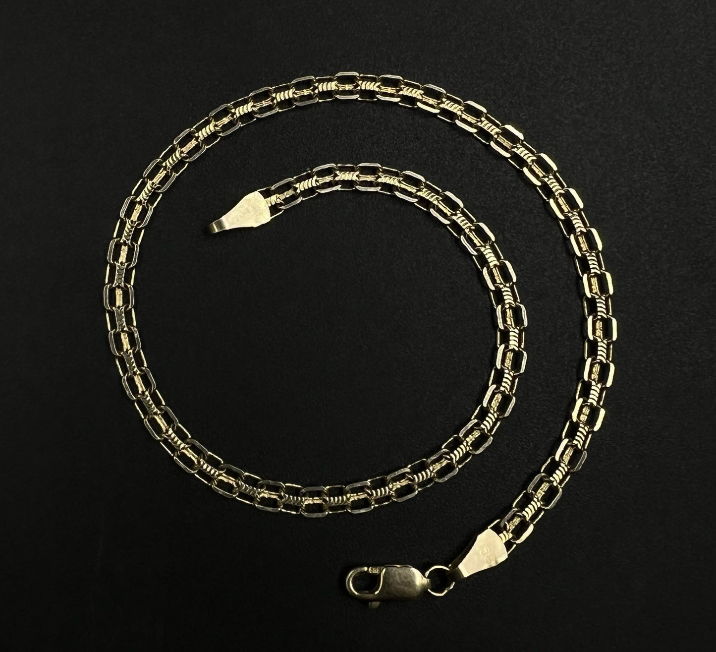 10.25” 14K Semi-Solid Yellow Gold Diamond Cut Bismark Anklet 3.83g | 3.5mm |