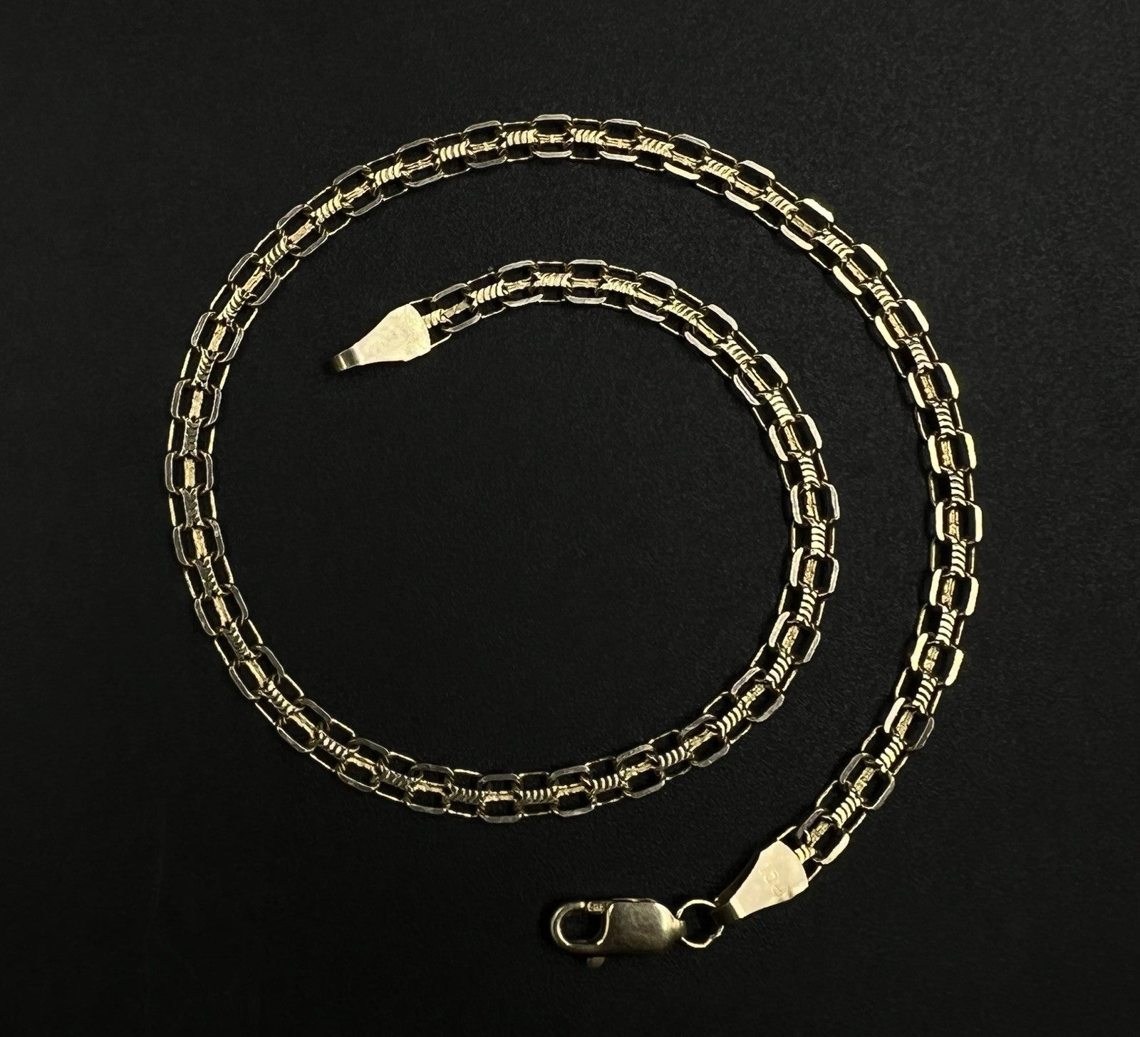 10.25” 14K Semi-Solid Yellow Gold Diamond Cut Bismark Anklet 3.83g | 3.5mm |