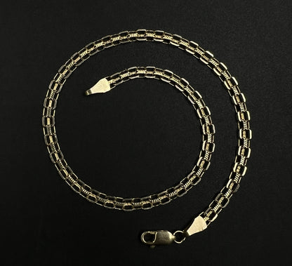 10.25” 14K Semi-Solid Yellow Gold Diamond Cut Bismark Anklet 3.83g | 3.5mm |