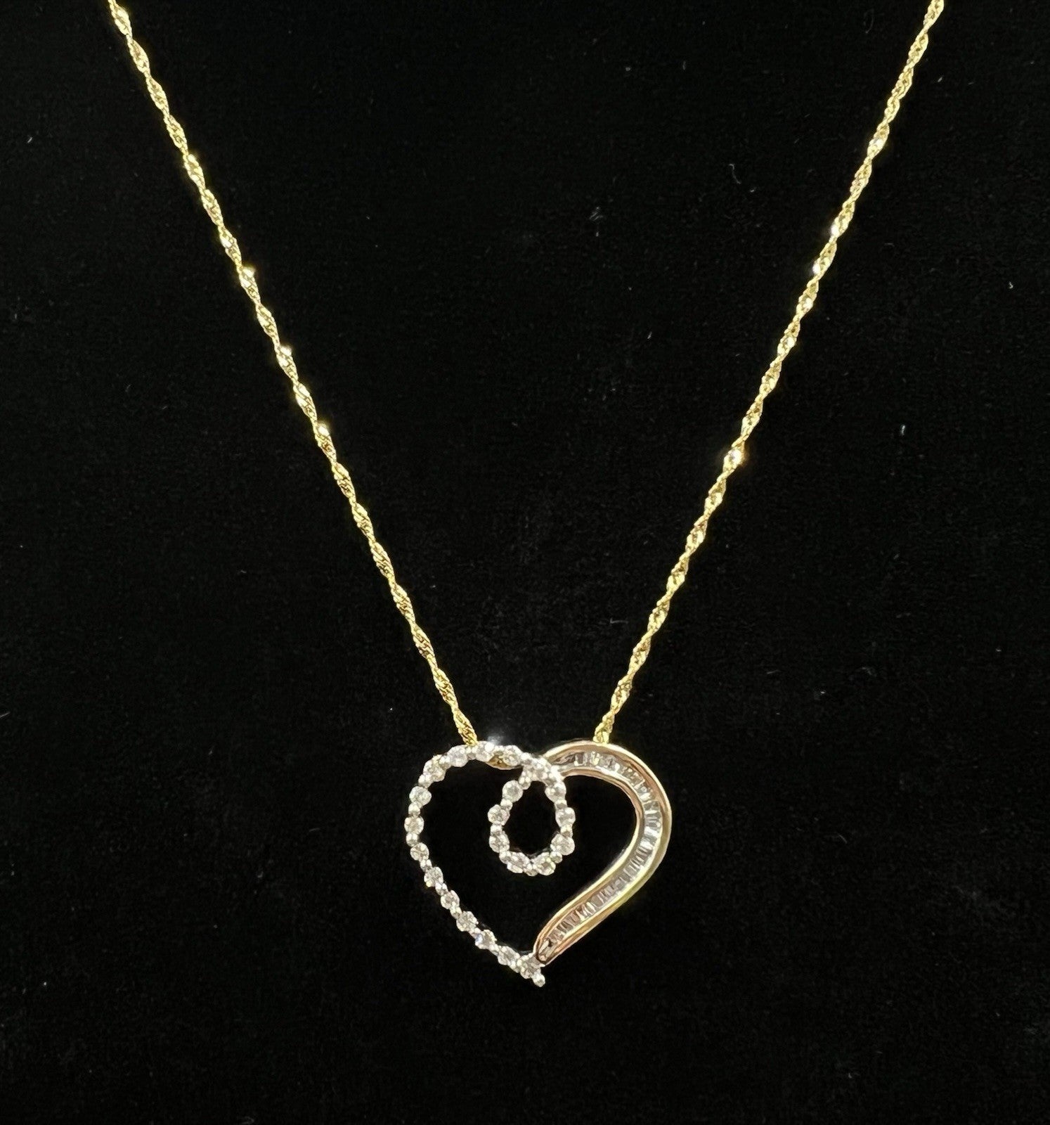 10K Semi-Solid Yellow Gold Natural Diamond Heart Pendant | 3.57g | Fits 1.6MM |