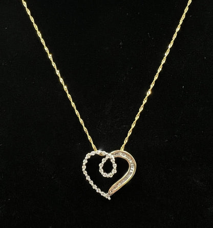 10K Semi-Solid Yellow Gold Natural Diamond Heart Pendant | 3.57g | Fits 1.6MM |