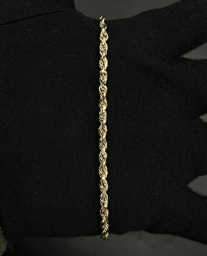 8.5” 14K Solid Yellow Gold Diamond Cut Rope Bracelet | 9.2g | 3.7MM | Lobster |